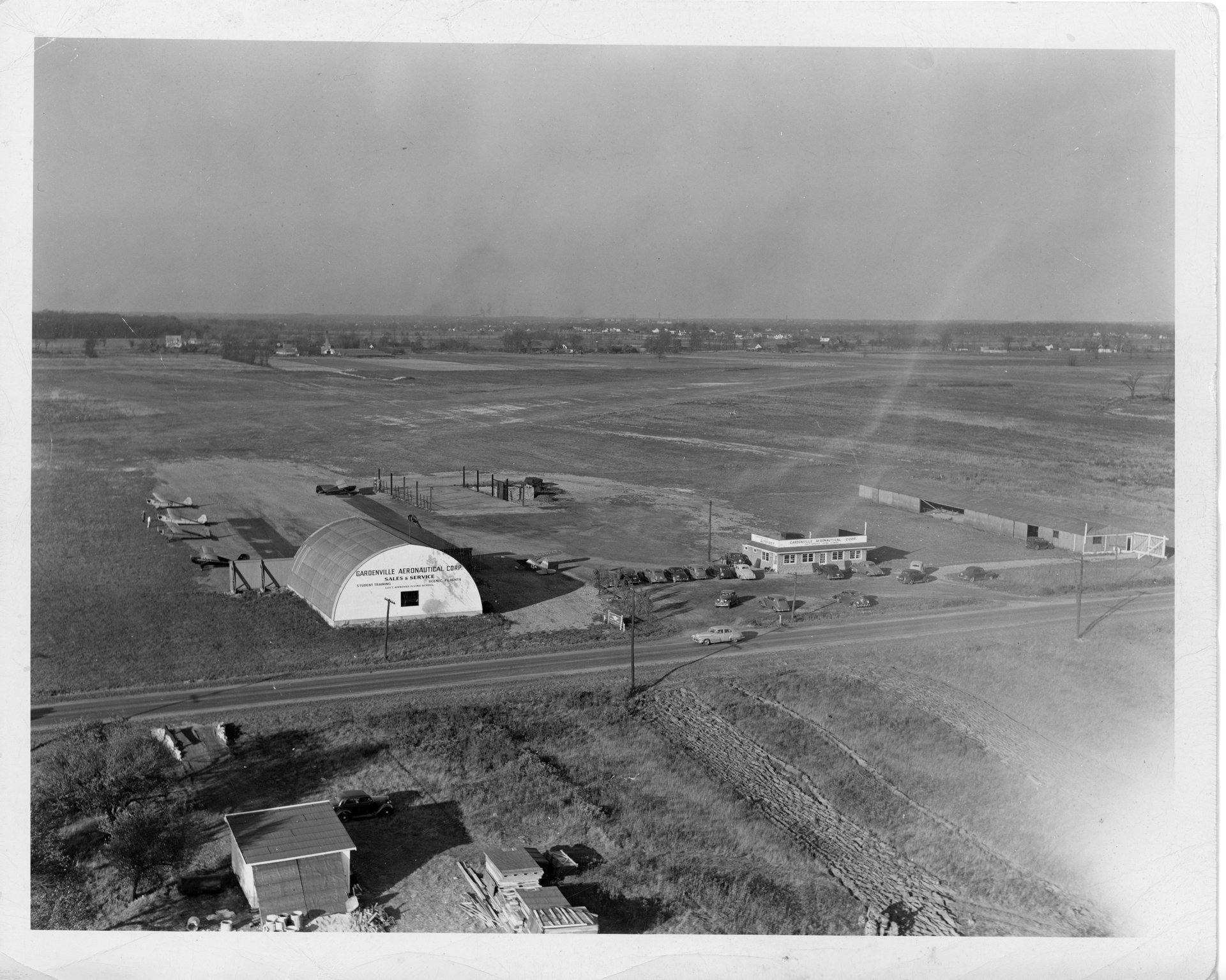 An aerial photo of the Gardenville Airport in 1944.