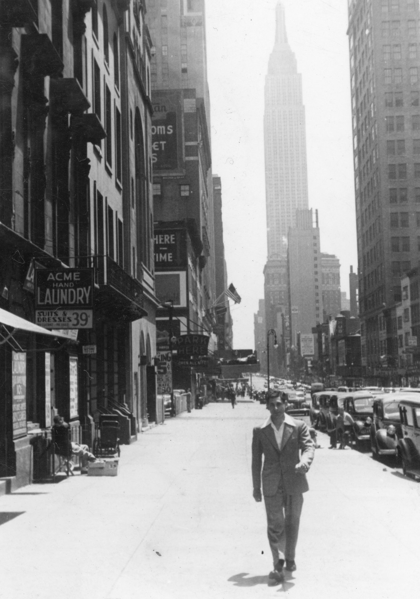 Tony Riccio walking on the sidewalk of 34th Street in New York City on May 28, 1939.