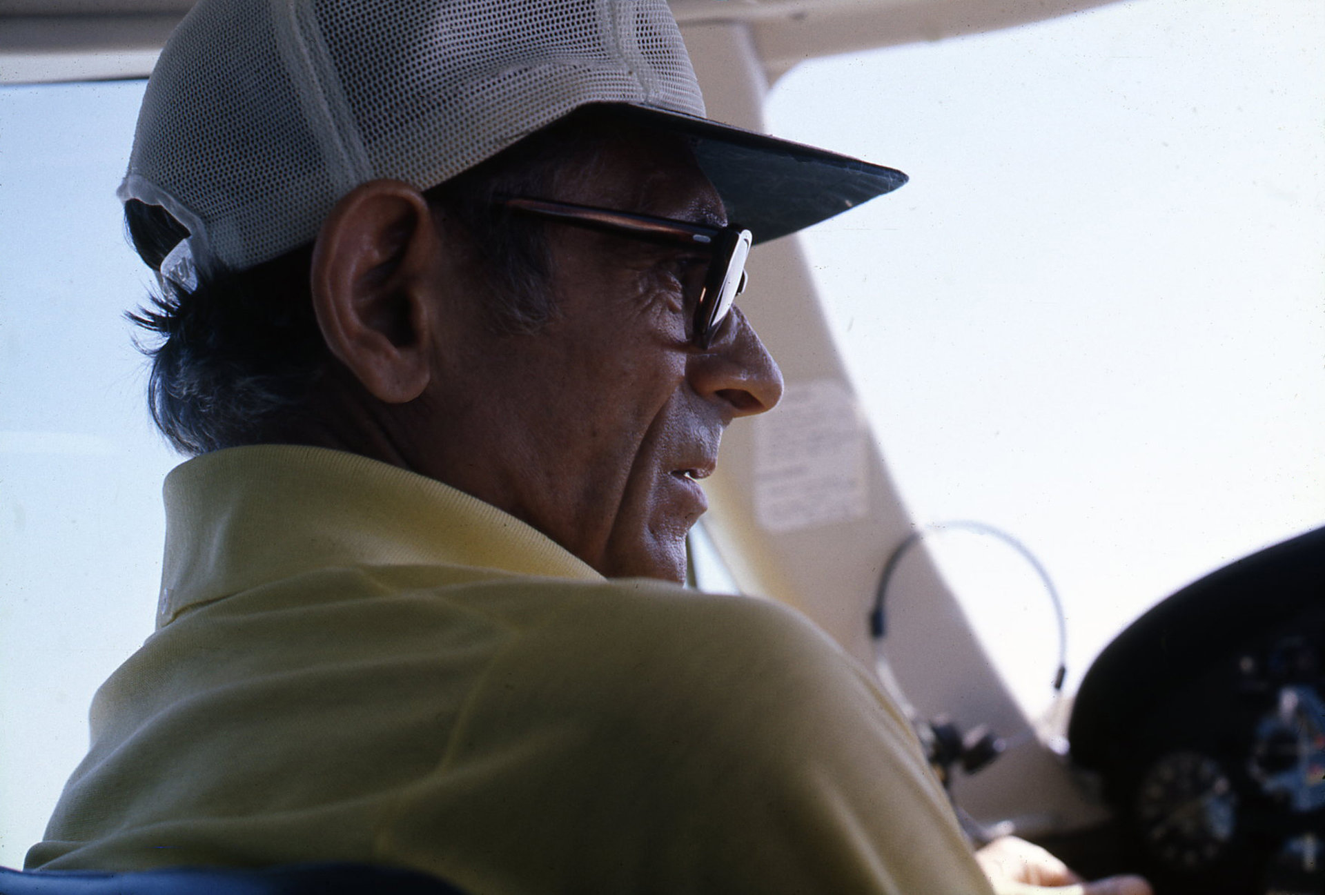 Tony Riccio piloting a Cessna 310 twin engine airplane.