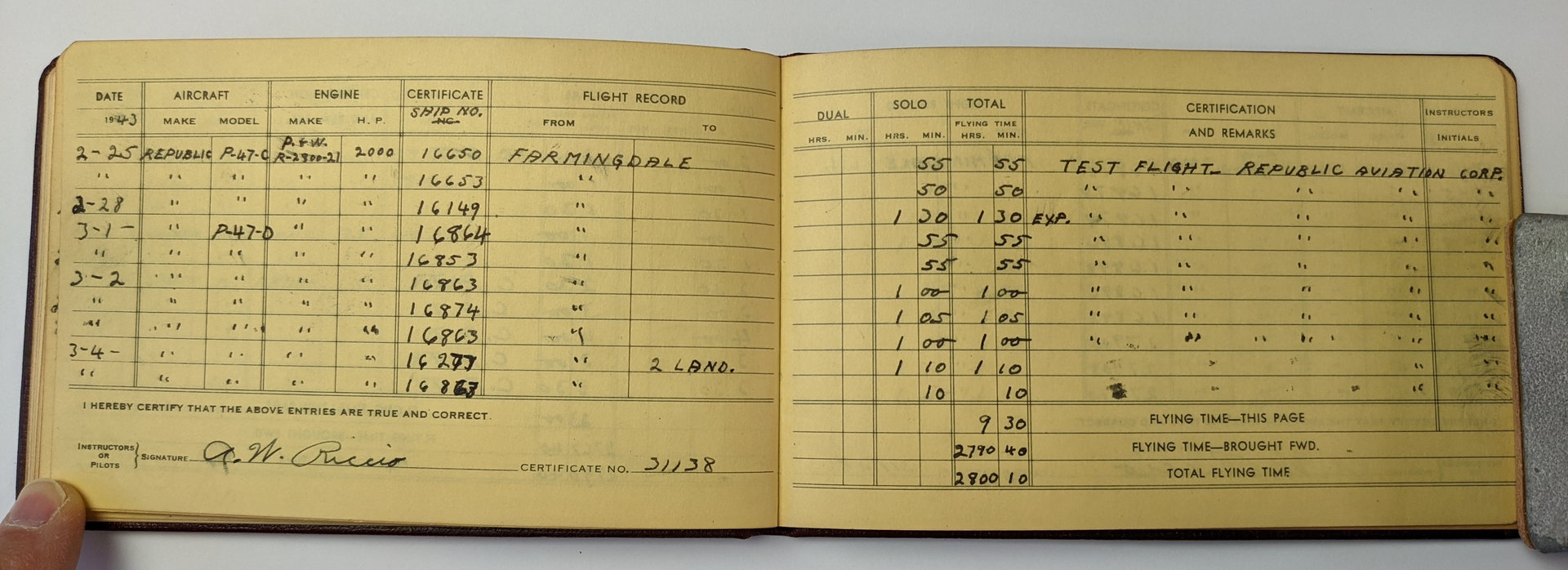 Tony's logbook.