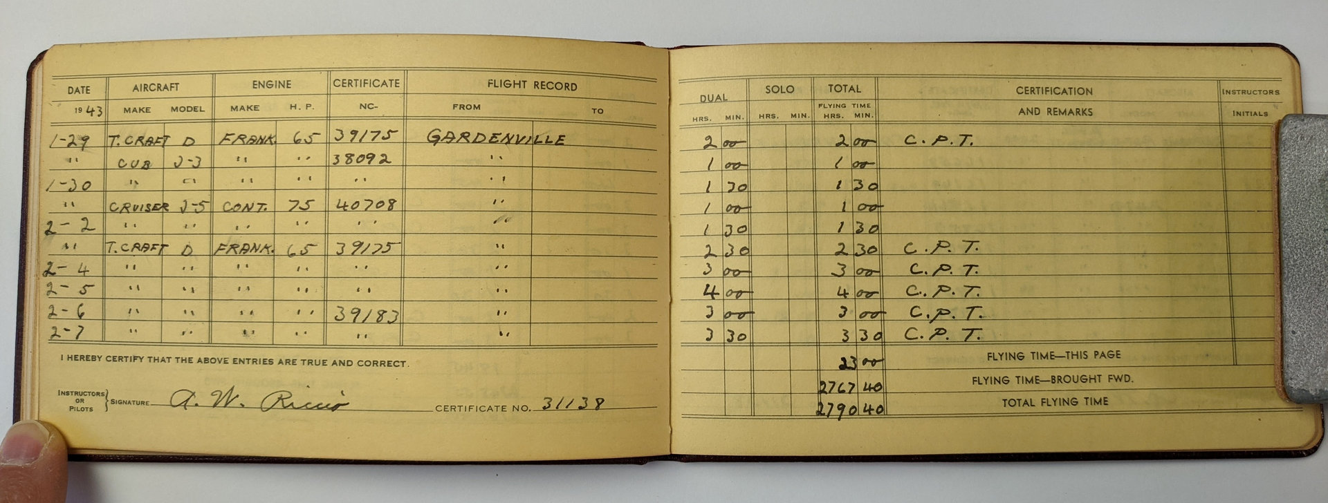 Tony's logbook.