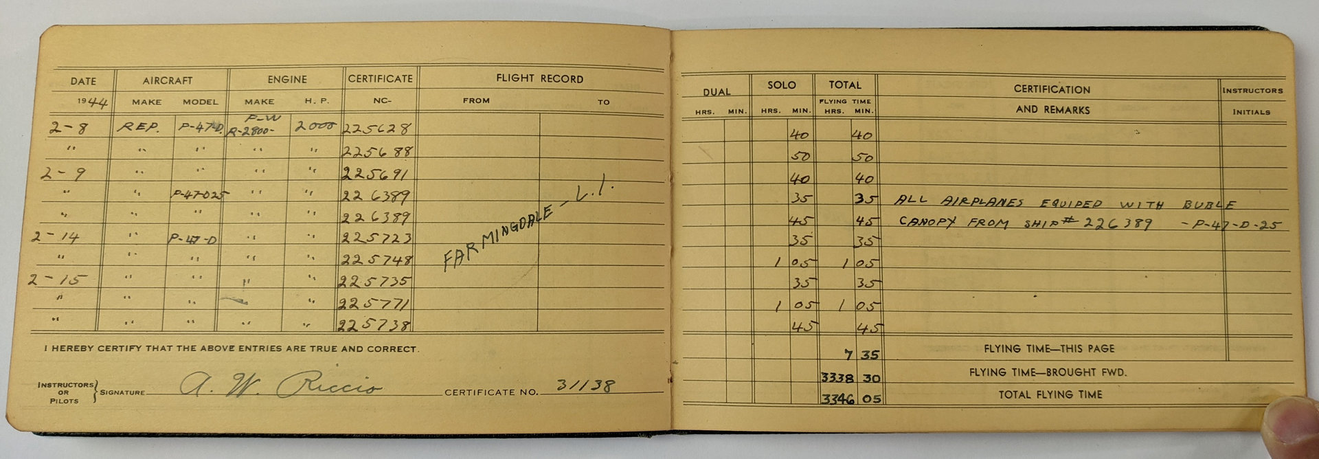 Tony's logbook.