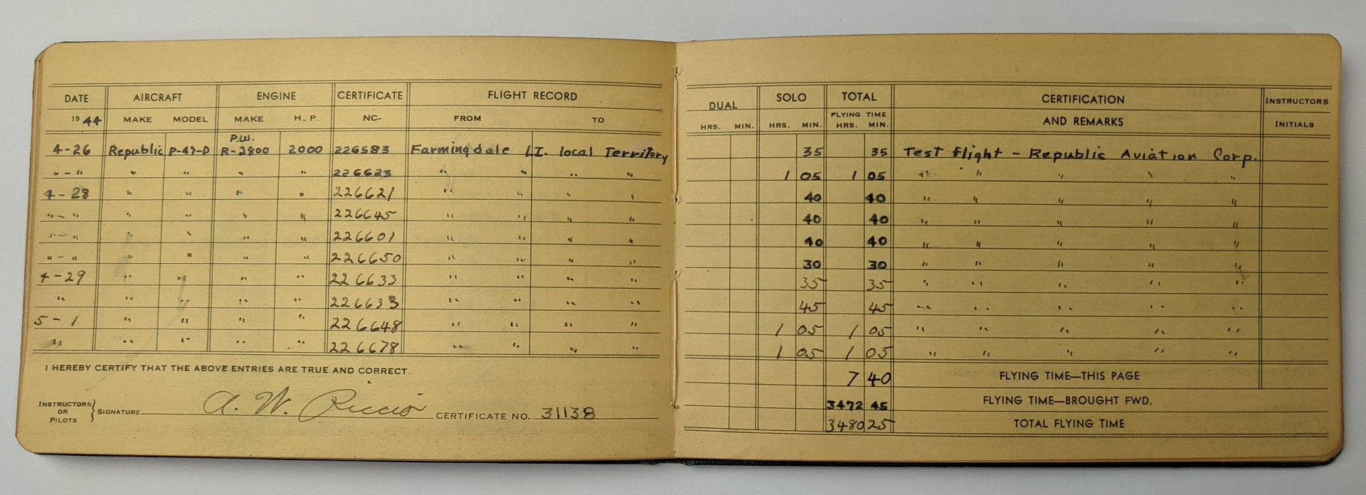 Tony's logbook.