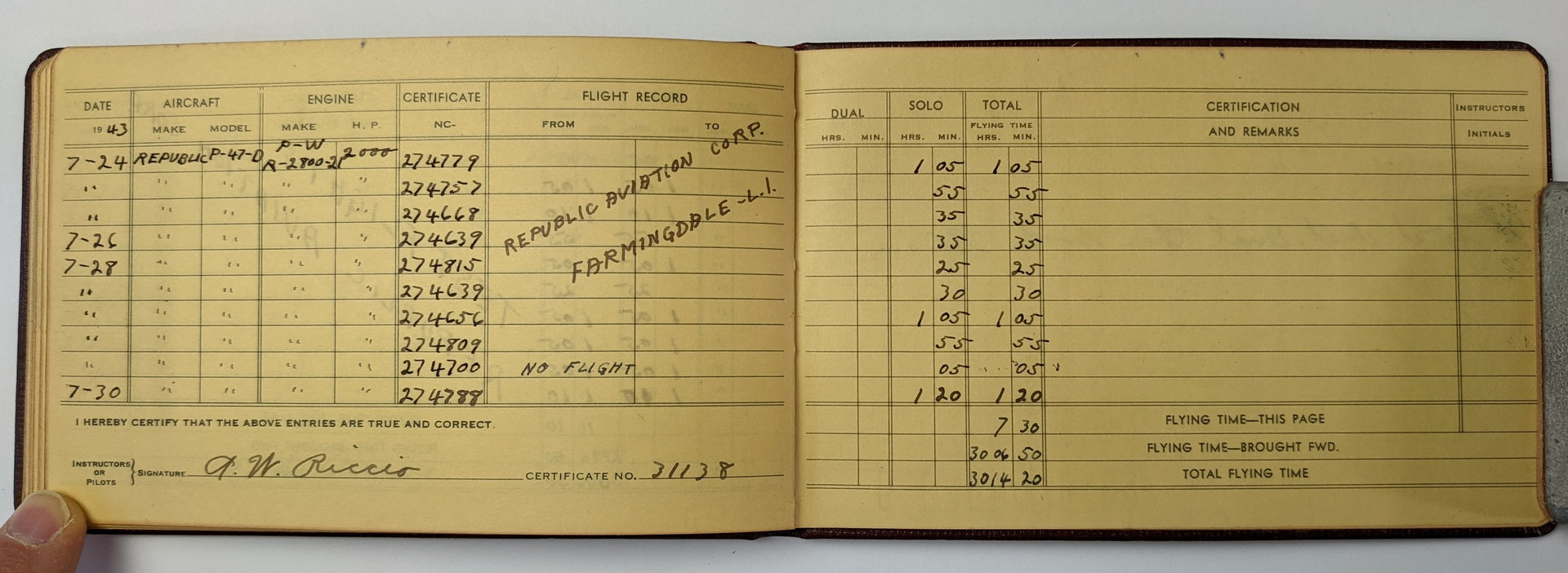 Tony's logbook.