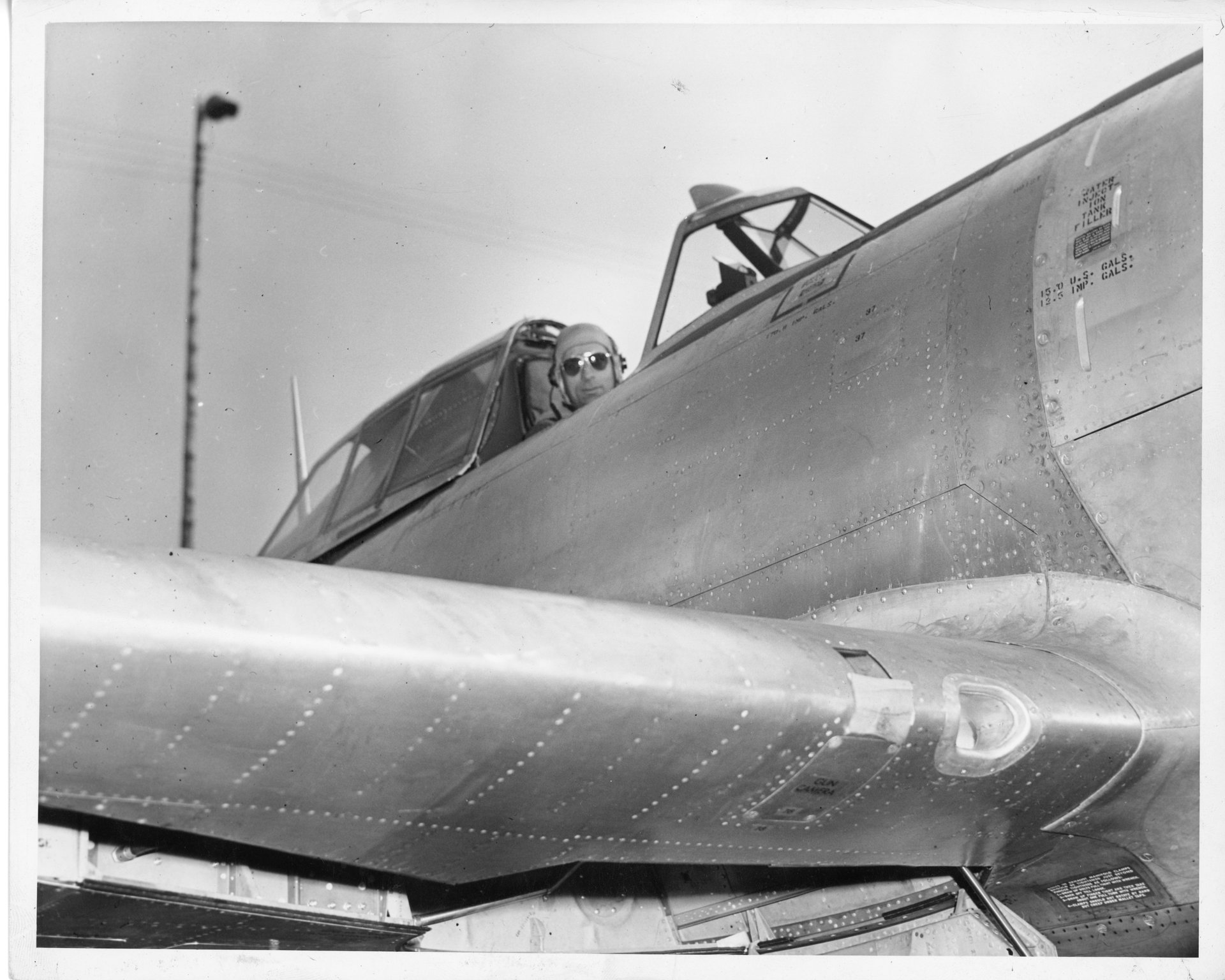 Tony ready to start the engine of a P-47. Clear!