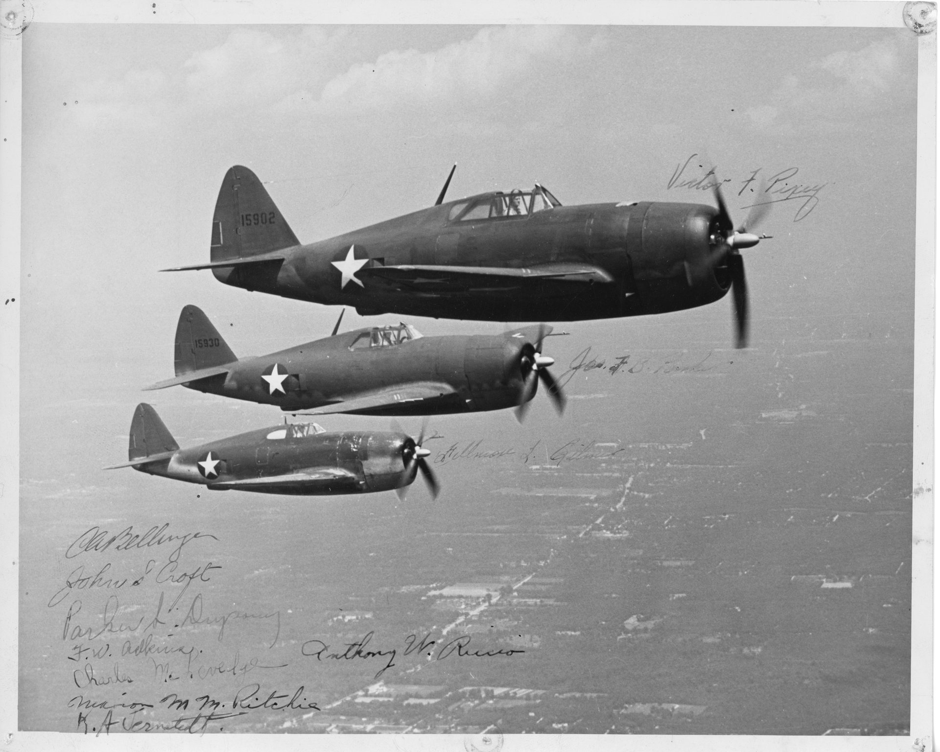 A signed photo by Tony and the other test pilots in his squadron.
